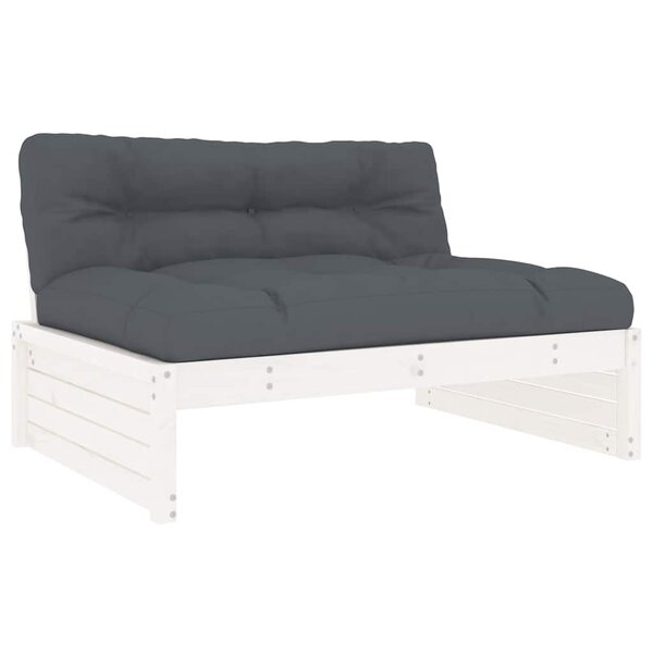 vidaXL Canapé central 120x80 cm blanc bois de pin massif
