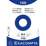 Paquet 100 Fiches Sous Film - Bristol Uni Non Perforé - 210x297mm - Blanc - X 10 - Exacompta