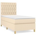 vidaXL Sommier à lattes de lit avec matelas Crème 90x200 cm Tissu