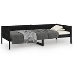 vidaXL Lit de jour Noir Bois de pin massif 90x190 cm