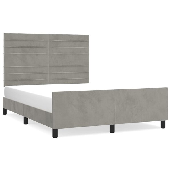 vidaXL Cadre de lit avec tête de lit Gris clair 140x200 cm