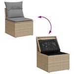 vidaXL Chaise de jardin sans accoudoirs avec coussins beige poly rotin