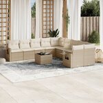 vidaXL Salon de jardin 11 Pièces avec coussins beige résine tressée