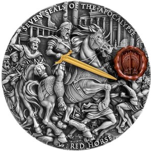 Pièce de monnaie en Argent 7 Dollars g 93.3 (3 oz) Millésime 2025 Seven Seals of the Apocalypse RED HORSE