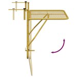 vidaXL Table de balcon Doré 60x40 cm Acier