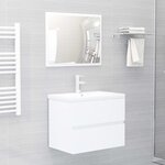vidaXL Armoire d'évier avec lavabo intégré Blanc Bois d'ingénierie