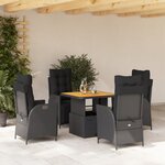vidaXL Ensemble à manger de jardin coussins 5Pièces Noir Résine tressée