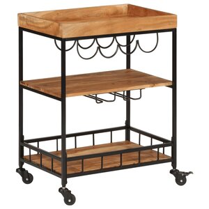vidaXL Chariot de bar 60x40x80 cm bois massif d'acacia et fer