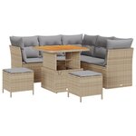 vidaXL Ensemble de Canapé de Jardin 8 Pièces avec Coussins Beige Poly Rattan Acacia