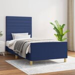 vidaXL Cadre de lit avec tête de lit Bleu 90x190 cm Tissu