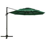 vidaXL Parasol à 4 niveaux avec mât en aluminium Vert 3x3 m