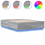 vidaXL Cadre de lit avec lumières LED sonoma gris 120x190 cm