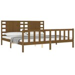 vidaXL Cadre de lit avec tête de lit marron miel 200x200cm bois massif