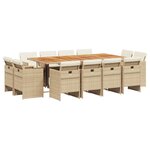 vidaXL Ensemble à manger de jardin et coussins 13 Pièces beige