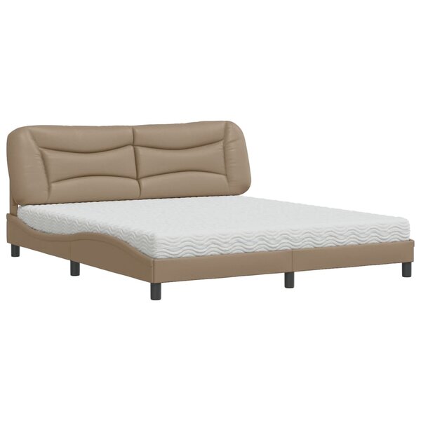 vidaXL Lit avec matelas cappuccino 180x200 cm similicuir
