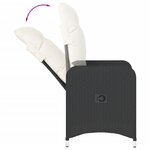 vidaXL Chaise inclinable de jardin avec coussins noir résine tressée