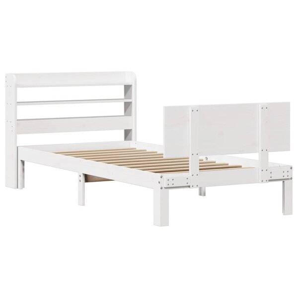 vidaXL Cadre de lit avec tête de lit blanc 90x200cm bois de pin massif