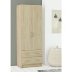 Armoire décor chêne brossé 2 portes et 2 tiroirs 61 cm