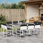 vidaXL Ensemble à manger de jardin avec coussins 11Pièces blanc textilène