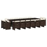 vidaXL Ensemble à manger de jardin et coussins 17 Pièces marron rotin