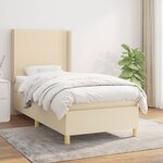 vidaXL Sommier à lattes de lit avec matelas Crème 90x200 cm Tissu