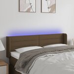 vidaXL Tête de lit à LED Marron foncé 147x16x78/88 cm Tissu