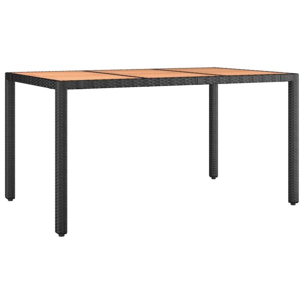vidaXL Table de jardin plateau en bois Noir Résine tressée bois massif