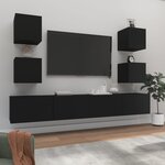 vidaXL Ensemble de meubles TV 6 Pièces Noir Bois d'ingénierie