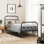 vidaXL Cadre de lit métal sans matelas avec pied de lit noir 80x200 cm