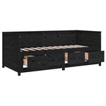 vidaXL Lit de jour Noir 90x190 cm Bois de pin massif