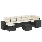 vidaXL Salon de jardin 8 Pièces avec coussins noir résine tressée