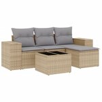 vidaXL Salon de jardin avec coussins 5 Pièces beige résine tressée