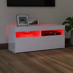 vidaXL Meuble TV avec lumières LED blanc brillant 90x35x40 cm