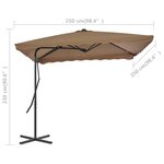 vidaXL Parasol d'extérieur avec poteau en acier 250 x 250 cm Taupe