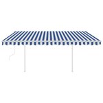 vidaXL Auvent rétractable automatique et poteaux 4 5x3 m Bleu et blanc