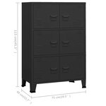 vidaXL Coffre de rangement industriel Noir 75x40x115 cm Métal
