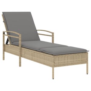vidaXL Chaise longue avec coussin beige 63x200x81 cm résine tressée