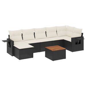 vidaXL Salon de jardin 8 Pièces avec coussins noir résine tressée