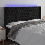 vidaXL Tête de lit à LED Noir 183x16x118/128 cm Velours