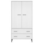 vidaXL Garde-robe avec pieds en métal Blanc 90x55x172 5 cm Bois OSLO