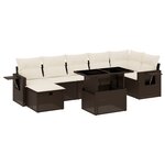 vidaXL Salon de jardin 8 Pièces avec coussins marron résine tressée