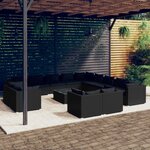 vidaXL Salon de jardin 14 Pièces avec coussins Noir Résine tressée