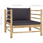 vidaXL Salon de jardin 7 Pièces avec coussins gris foncé bambou