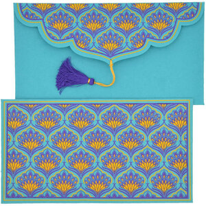 PAPERTREE BENGALI Lot de 5 Enveloppes cadeau 19x 10 cm Turquoise