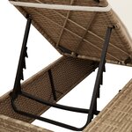 Transat double vidaXL avec toit et rideaux en polyrotin beige