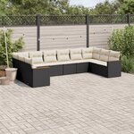 vidaXL Salon de jardin 10 Pièces avec coussins noir résine tressée