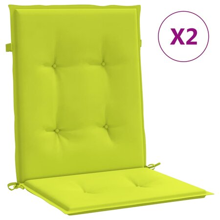 vidaXL Coussins de chaise de jardin à dossier bas lot de 2 vert vif