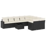 vidaXL Salon de jardin 10 Pièces avec coussins noir résine tressée