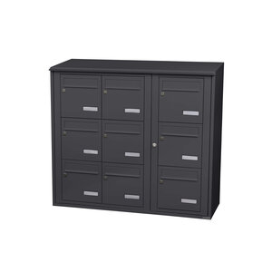 Bloc collectif Leabox 3x3 grade 3 simple face extérieur fixation murale gris anthracite ral 7016 finition brillante