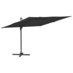 vidaXL Parasol déporté avec mât en aluminium Noir 400x300 cm